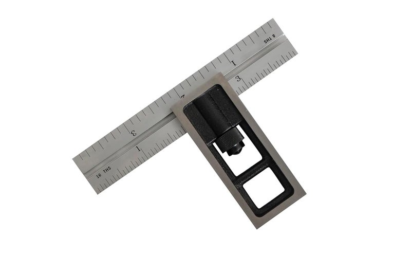 UNIPEC Precision Double Square for Metal Working and Fabrication, Carpentry, Woodworking and Machine Setup,4R Blade (8ths, 16ths, 32nds, 64ths), Hardened, Chrome Stainless Steel Blade, Made in US - Image 2